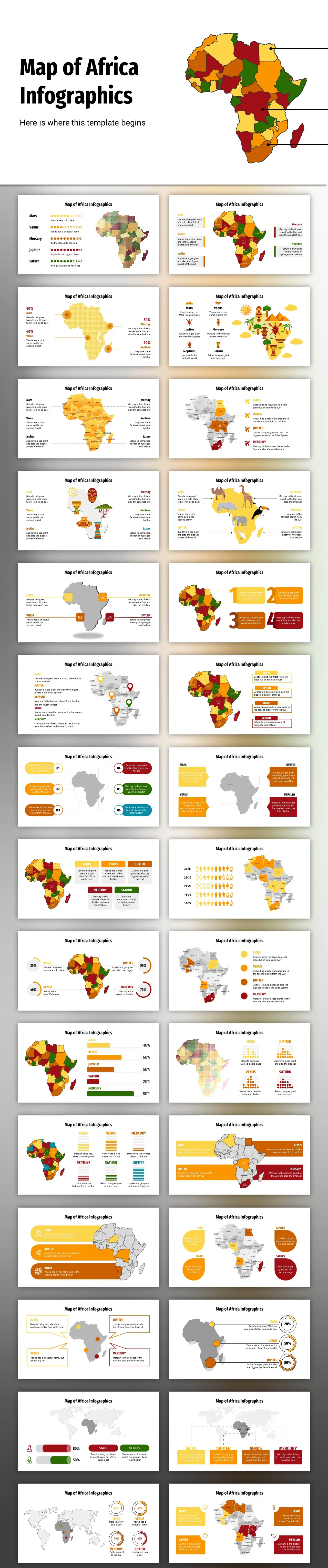 非洲地图PPT图表
