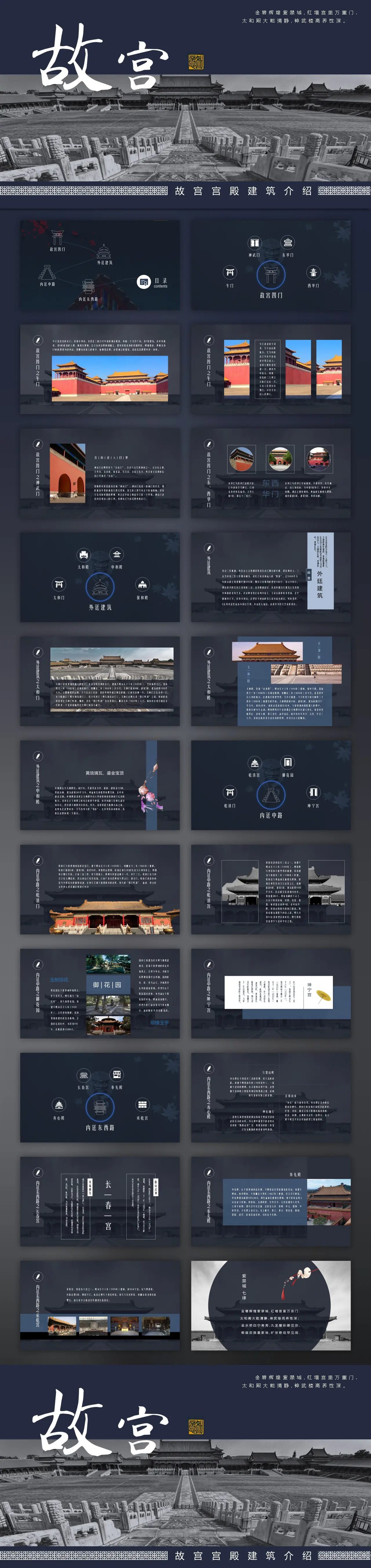 中国风故宫宫殿建筑介绍PPT模板预览图